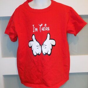 I'm Theirs Cartoon Mickey Mouse Hands Red SS T-Shirt Size XS Youth